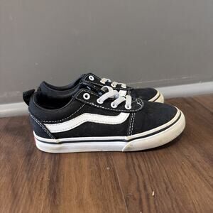 Vans Off The Wall Old Skool Shoe Toddler Sz 10 Black White Canvas Slip On